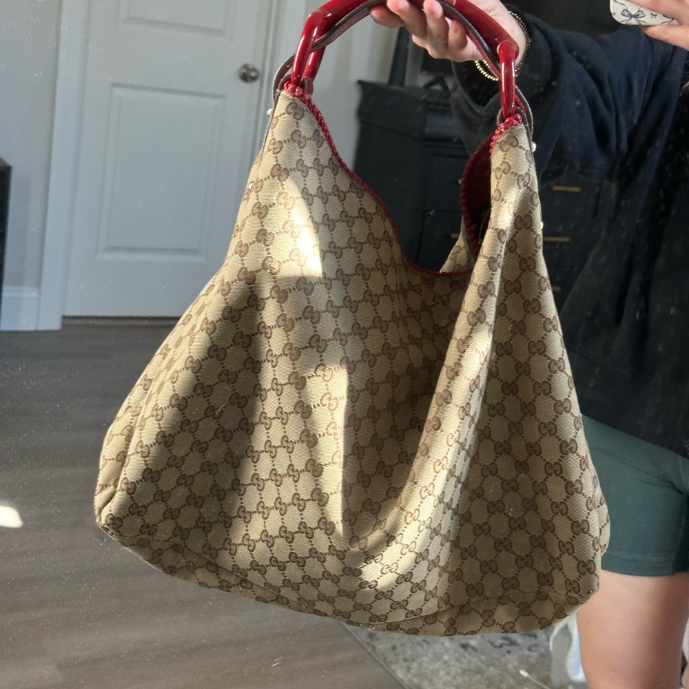 GUCCI Horsebit Hobo GG Canvas Large Bag